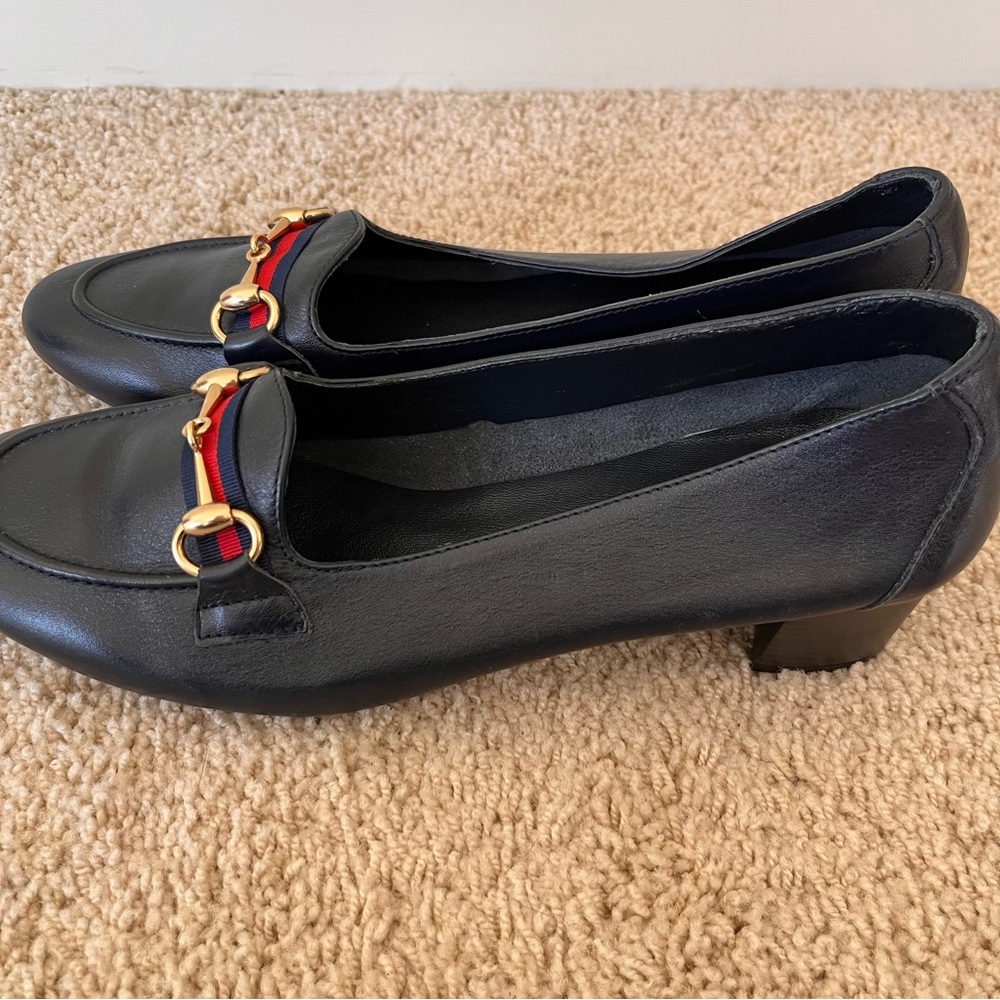 Punt Roma Heeled Loafers Size 41 Leather Navy Blue Preppy Classic Academia NWOB - Picture 5 of 10